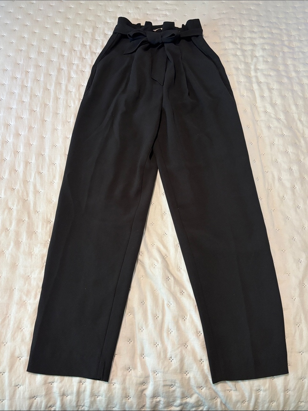 H&M Black Paperbag Waist Trousers